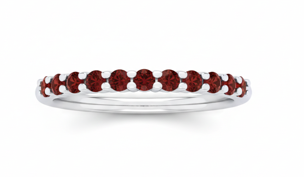 Sterling Silver Ruby Eternity Ring Anniversary Band 925 Hallmark Size K-S