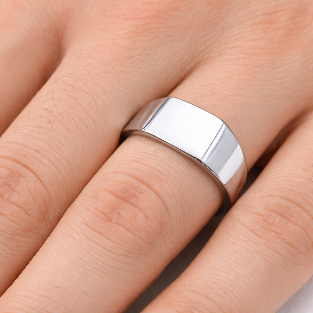 Plain Square Signet Ring Solid Sterling Silver 925 Hallmark Size K - S