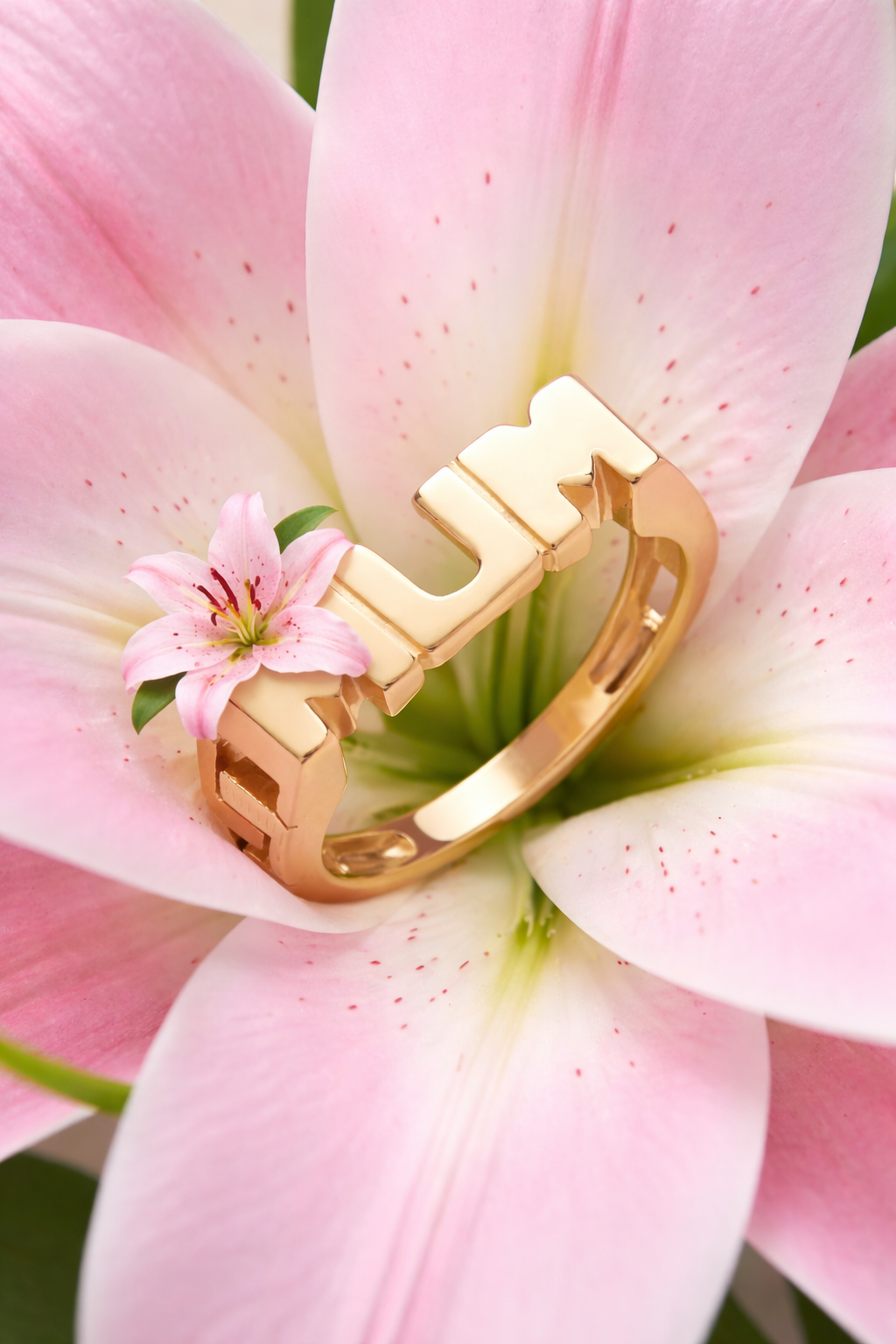 18ct Gold MUM Ring on Sterling  Silver 925 Hallmark Size K-V Identity Shoulders