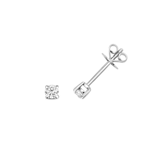 Diamond Solitaire Earrings White Gold Studs 0.20ct Real Diamond Studs