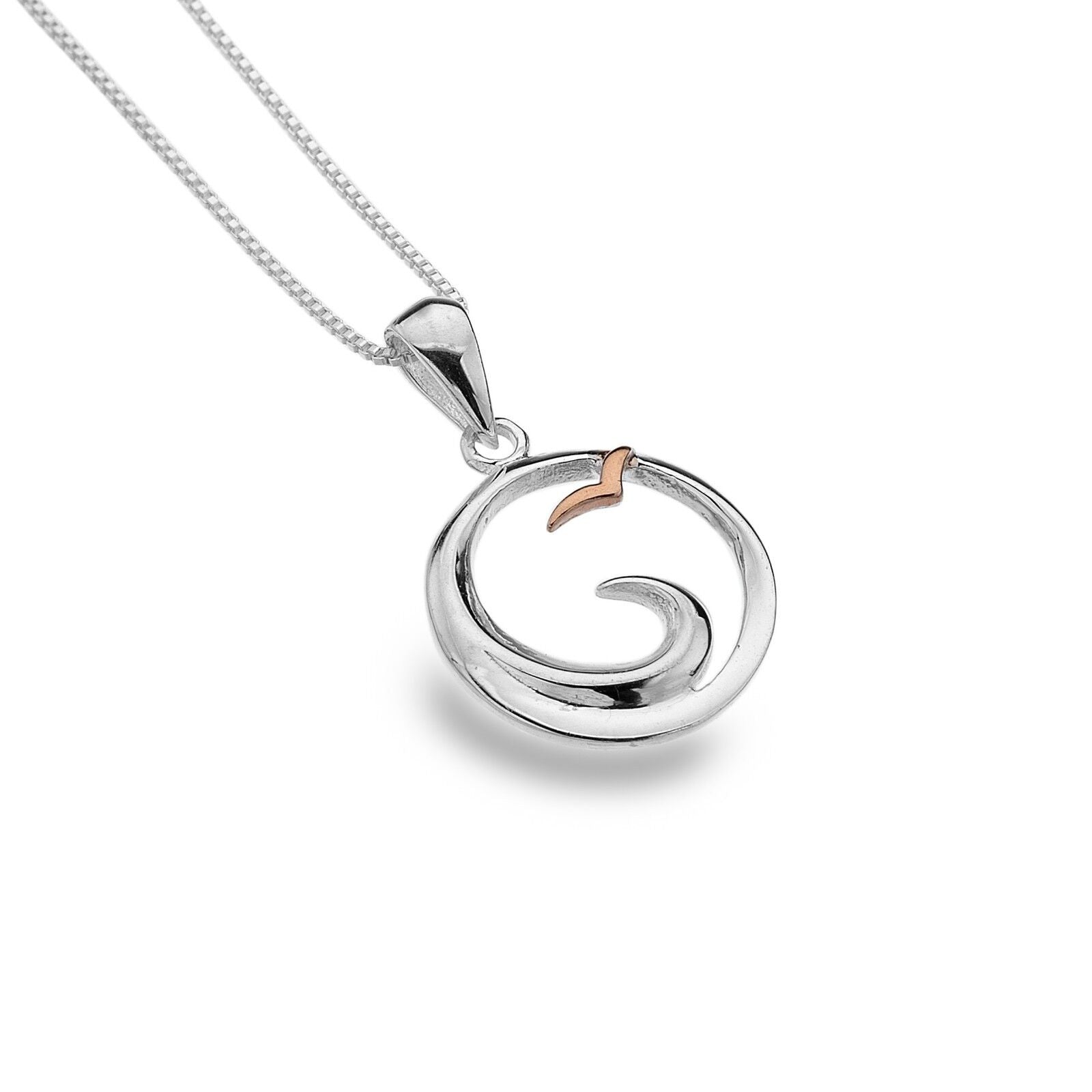 Cornish Wave Pendant Necklace Sterling Silver 925 Hallmark All Chain Lengths
