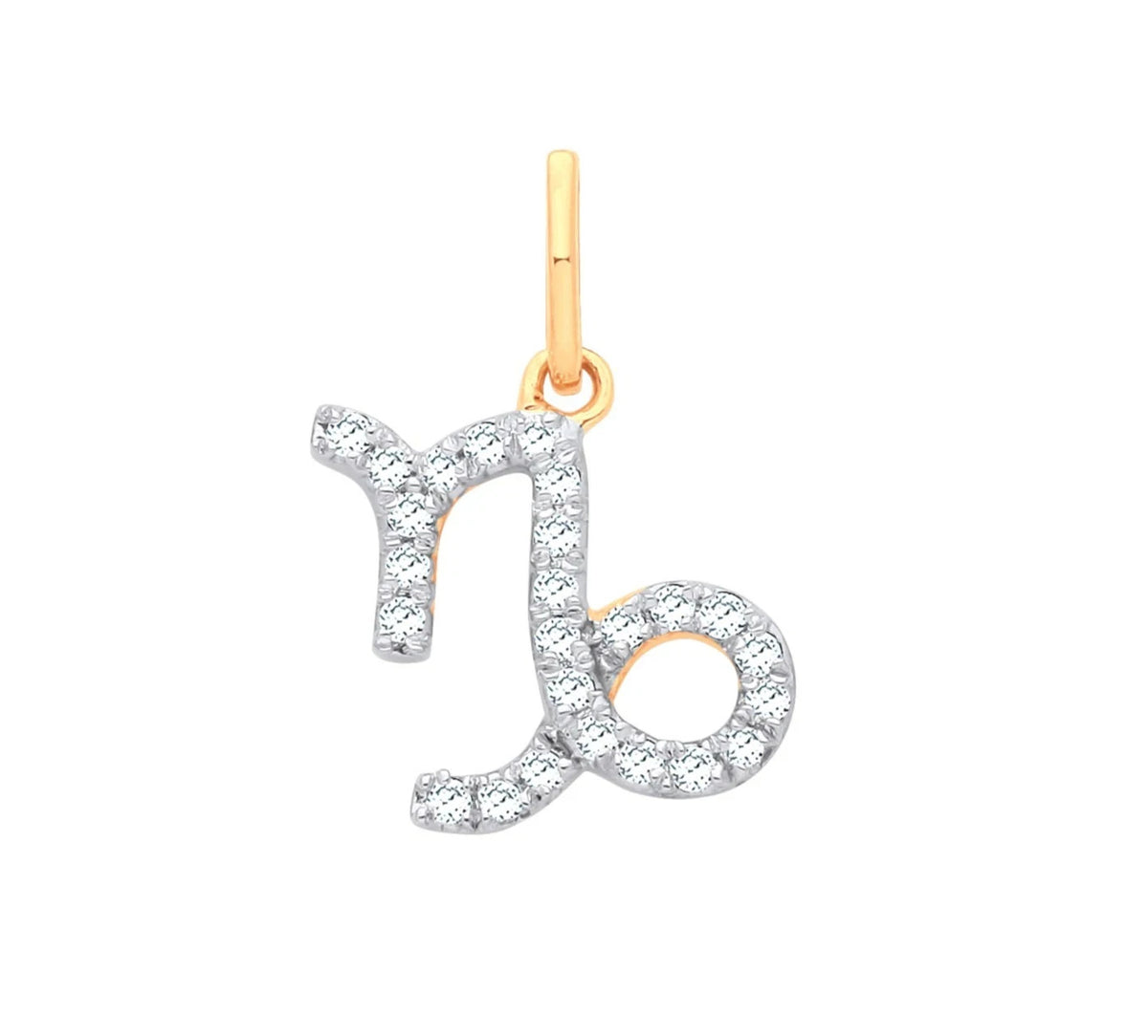 Real Diamond Zodiac Pendant Necklace 9ct Yellow Gold Hallmarked
