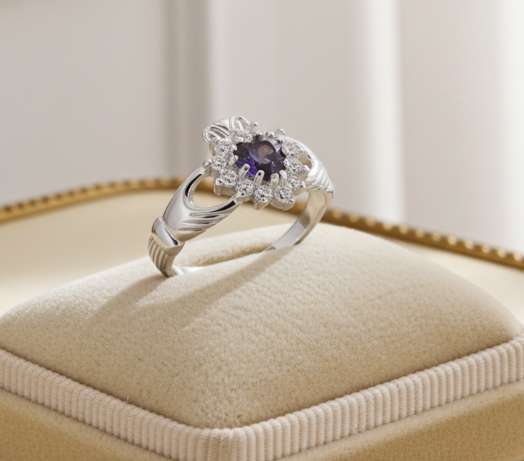 Sapphire Claddagh Ring Solid Sterling Silver 925 Hallmark