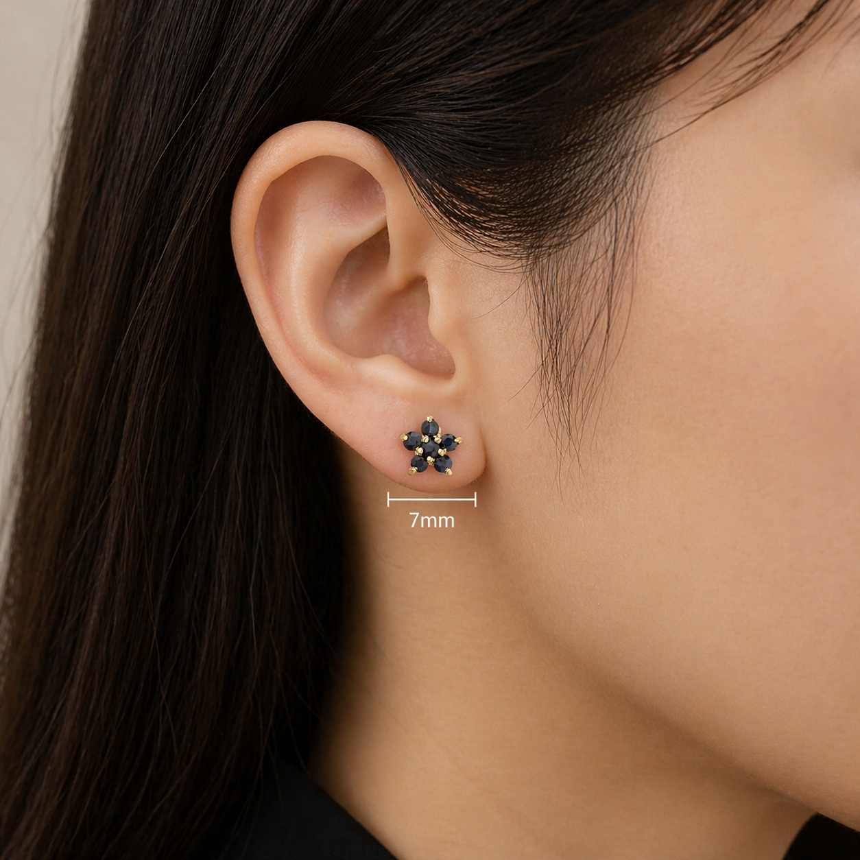 Natural Sapphire Flower Cluster Stud Earrings 9ct Yellow Gold Hallmarked