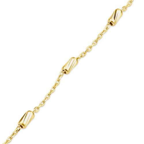 Elegant Textured Bead Station Bracelet 9ct Gold 375 Hallmark 17.5 - 19cm