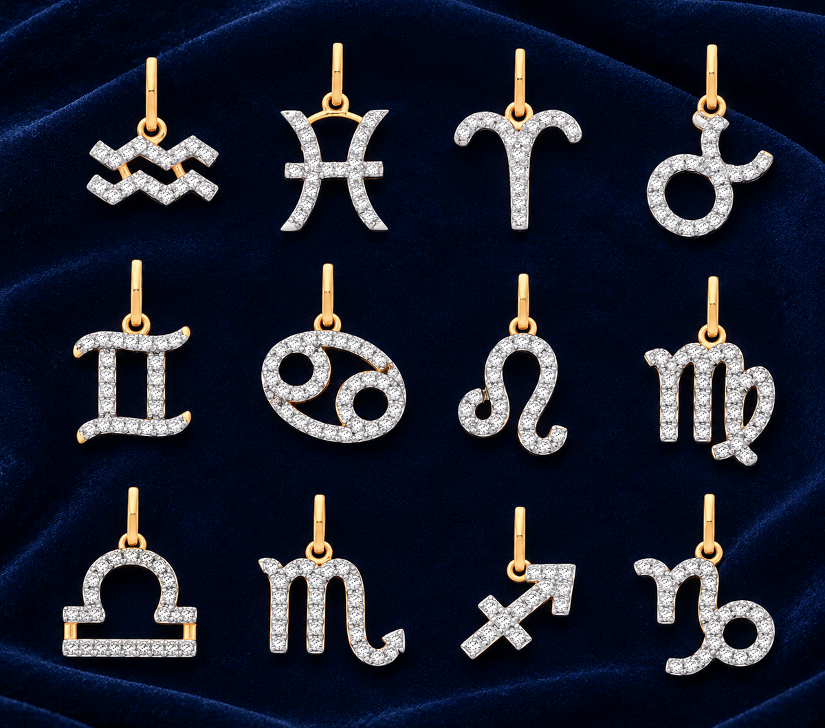 Real Diamond Zodiac Pendant Necklace 9ct Yellow Gold Hallmarked