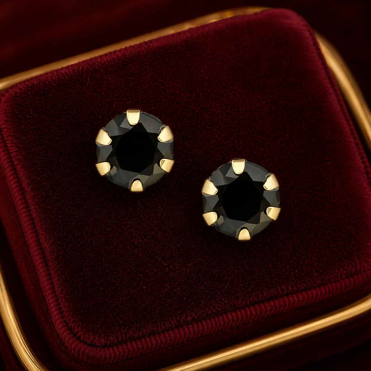 Natural Sapphire Solitaire Stud Earrings 9ct Yellow Gold Hallmarked
