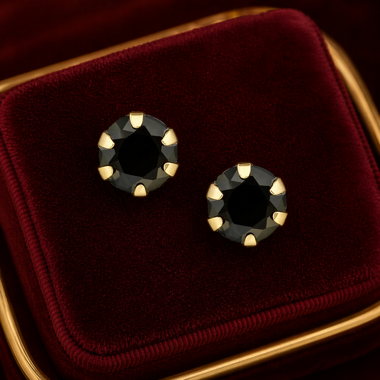 Natural Sapphire Solitaire Stud Earrings 9ct Yellow Gold Hallmarked