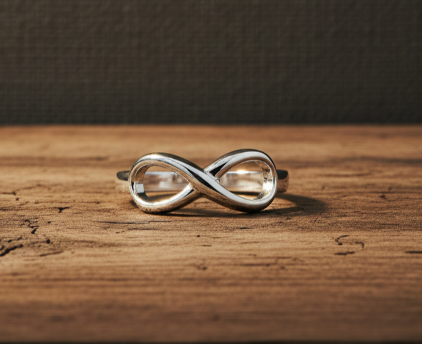 Sterling Silver Infinity Ring 925 Hallmark Rhodium Finish Sizes K - S