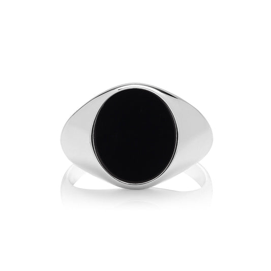 Men's Onyx Signet Ring Gents Solid Sterling Silver Engagement size O - Z