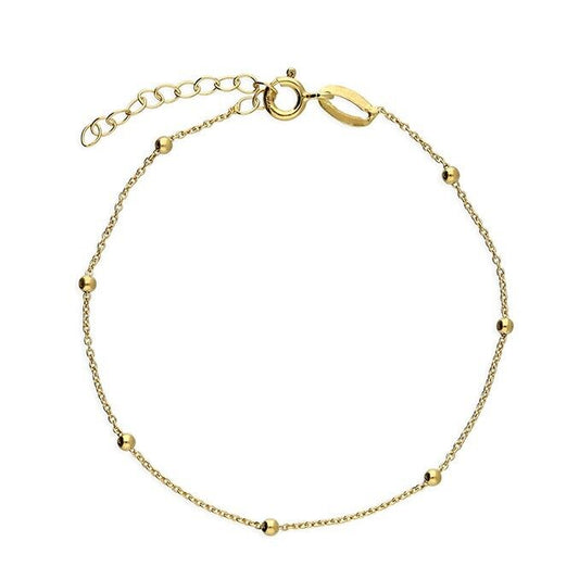 Ladies Bracelet Trace & Bead Satellite Design Yellow Gold on 925 Sterling Silver