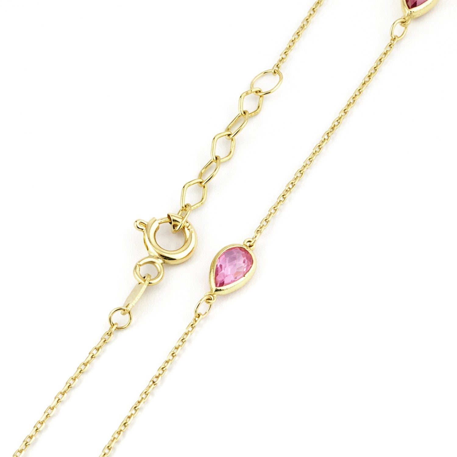 Multicolour Pear Gemstones Station Bracelet Yellow Gold 375 Hallmark 17.5-19cm