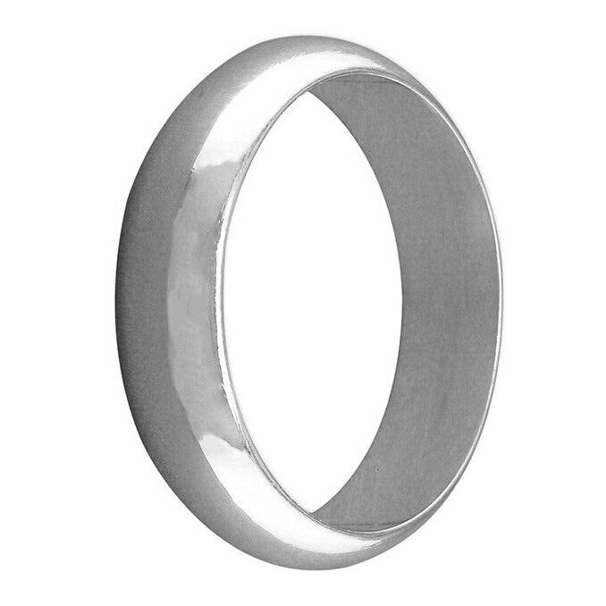 Sterling Silver Wedding Band Ring 6mm Heavy Weight D Shape Hallmarked