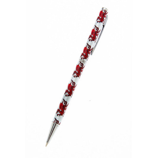 Ballpoint Pen Silver Plated Welsh Dragon Designer Black Ink Brand New Boxed