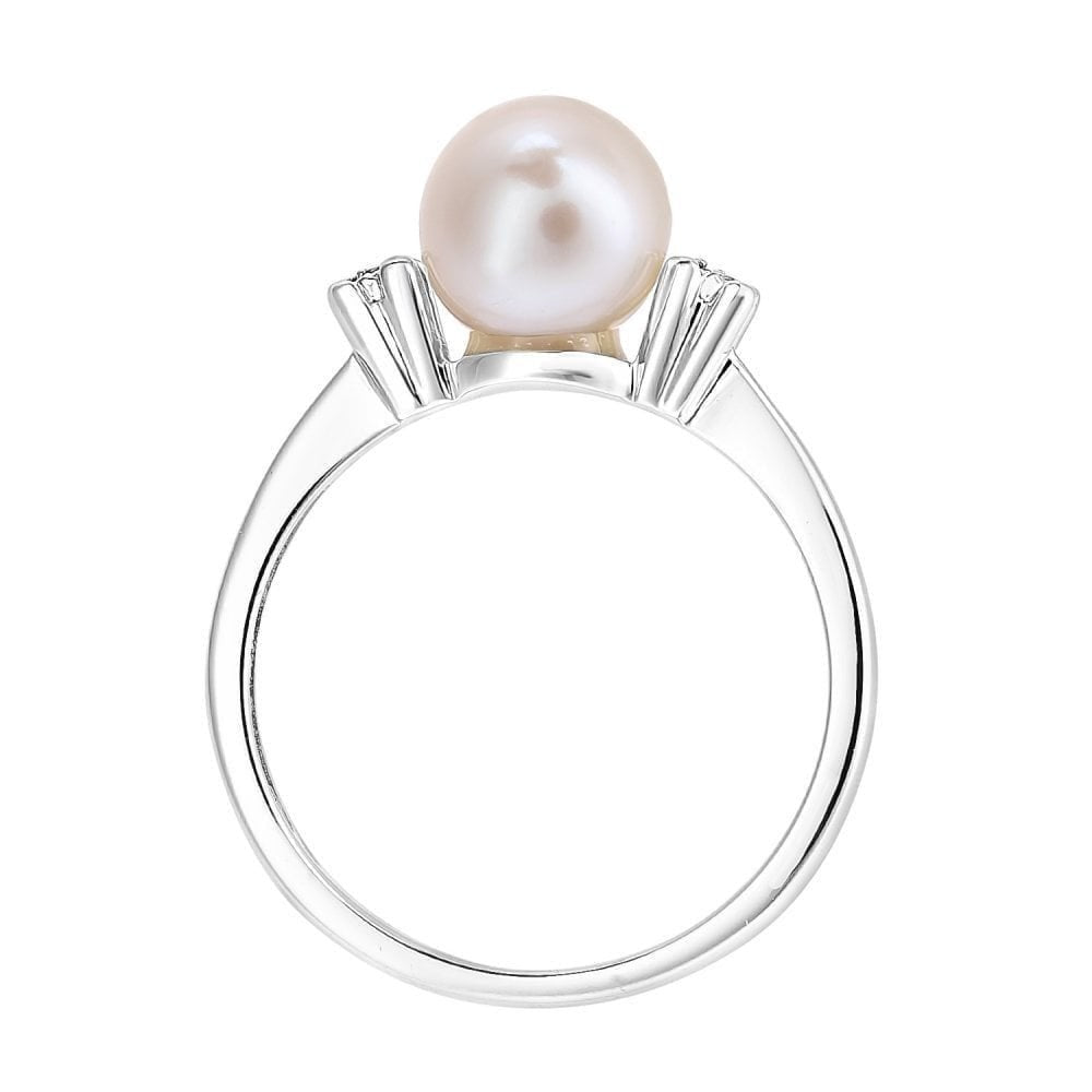White Gold Freshwater Cultured Pearl & Diamond Accent Ring