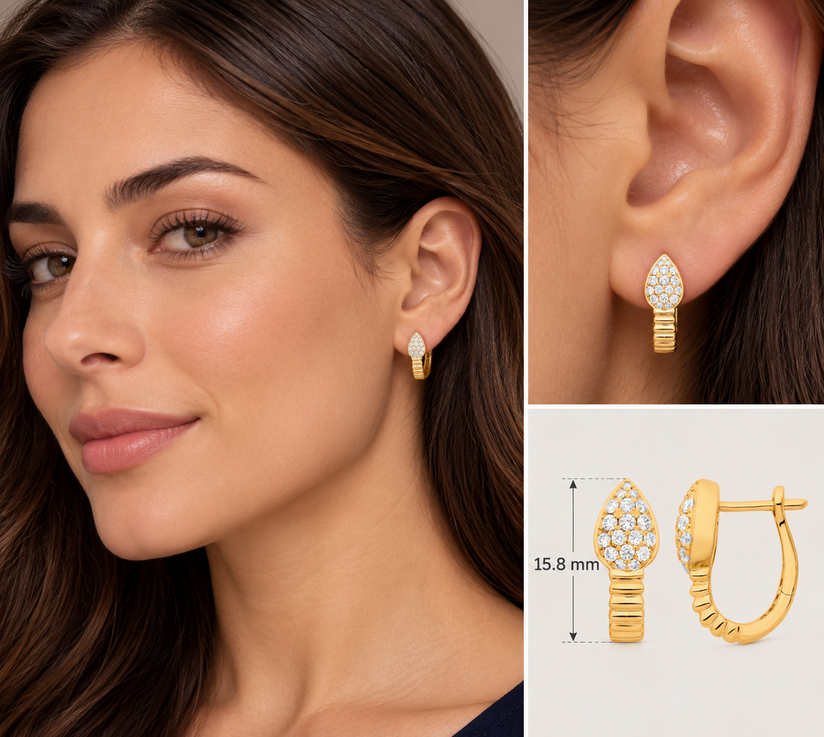 Real Diamond Snake Huggie Hoop Earrings 9ct Yellow Gold 0.50ctw Mined Diamonds