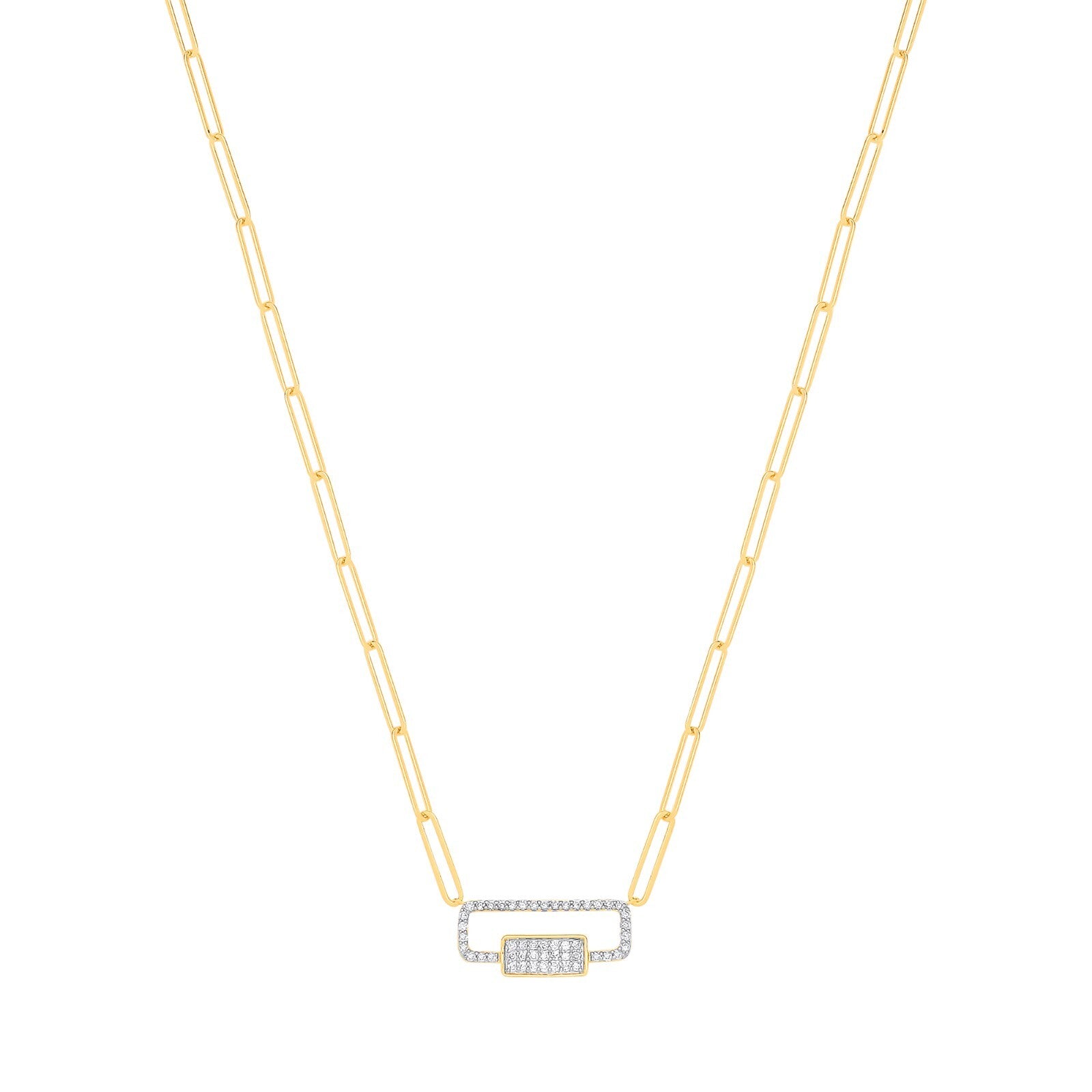 9ct Yellow Gold 0.22ctw Diamond Paper Chain With Trigger Clasp (Chain 18")