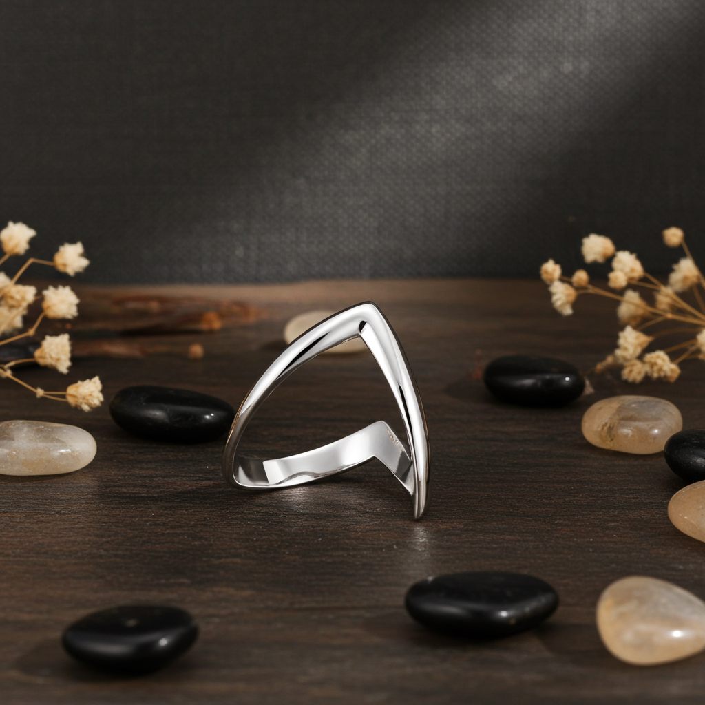 Double Wishbone Ring Solid Sterling Silver 925 Hallmark Size K-V