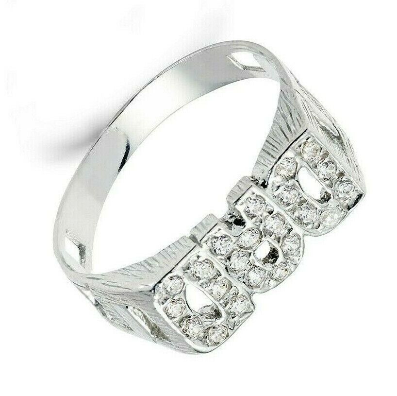 Sterling Silver DAD Ring 925 Hallmark Gemstone British Made Fathers Day Daddy