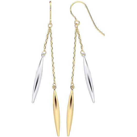 Icicle Chain Drop Earrings 9ct Yellow and White Gold Gold Hallmarked 58.mm Drops