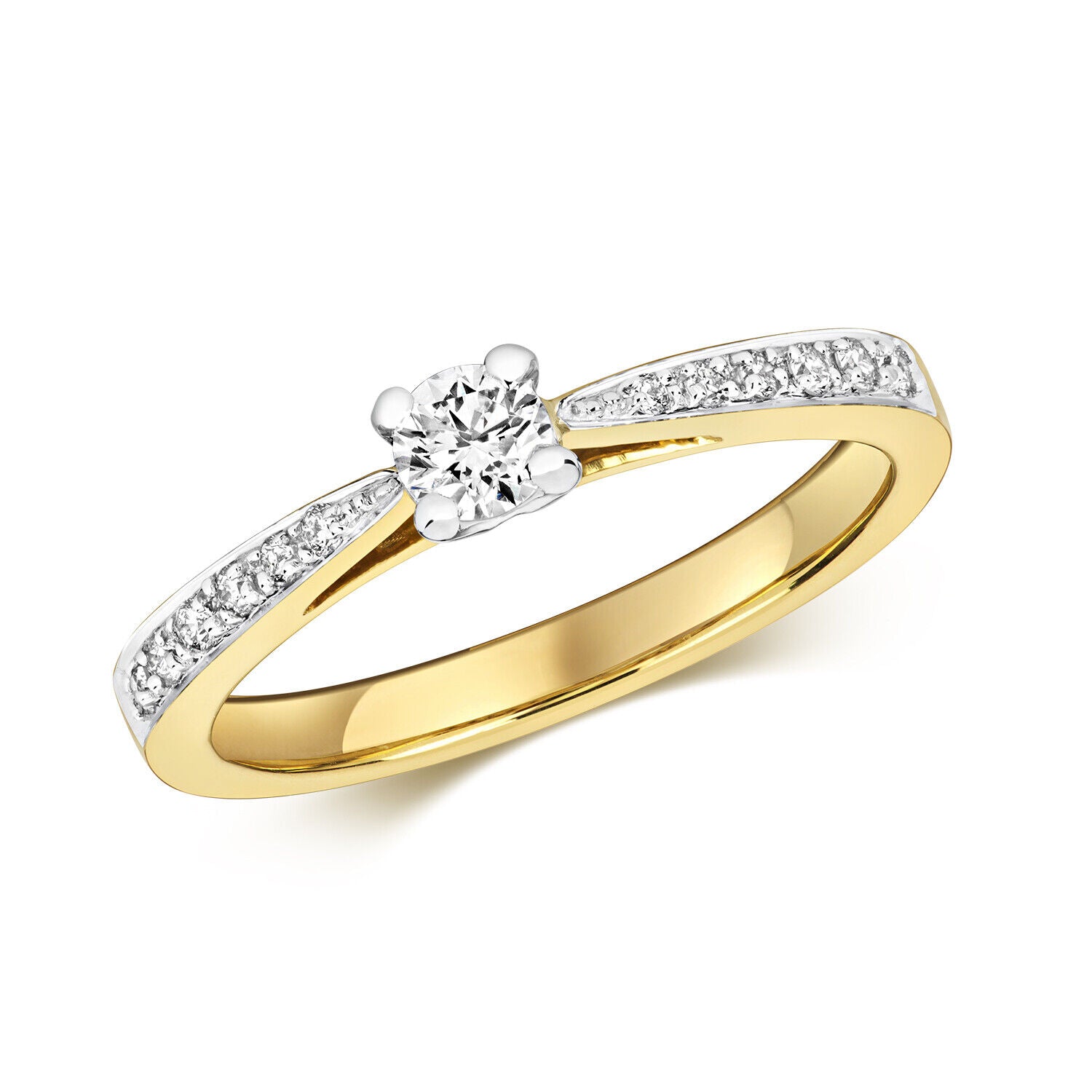 Real Diamond Solitaire Ring 9ct Yellow Gold 0.32ct Engagement Size J - Q
