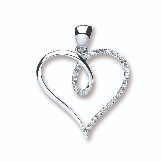 9ct White Gold 0.10ct Diamond Heart Pendant