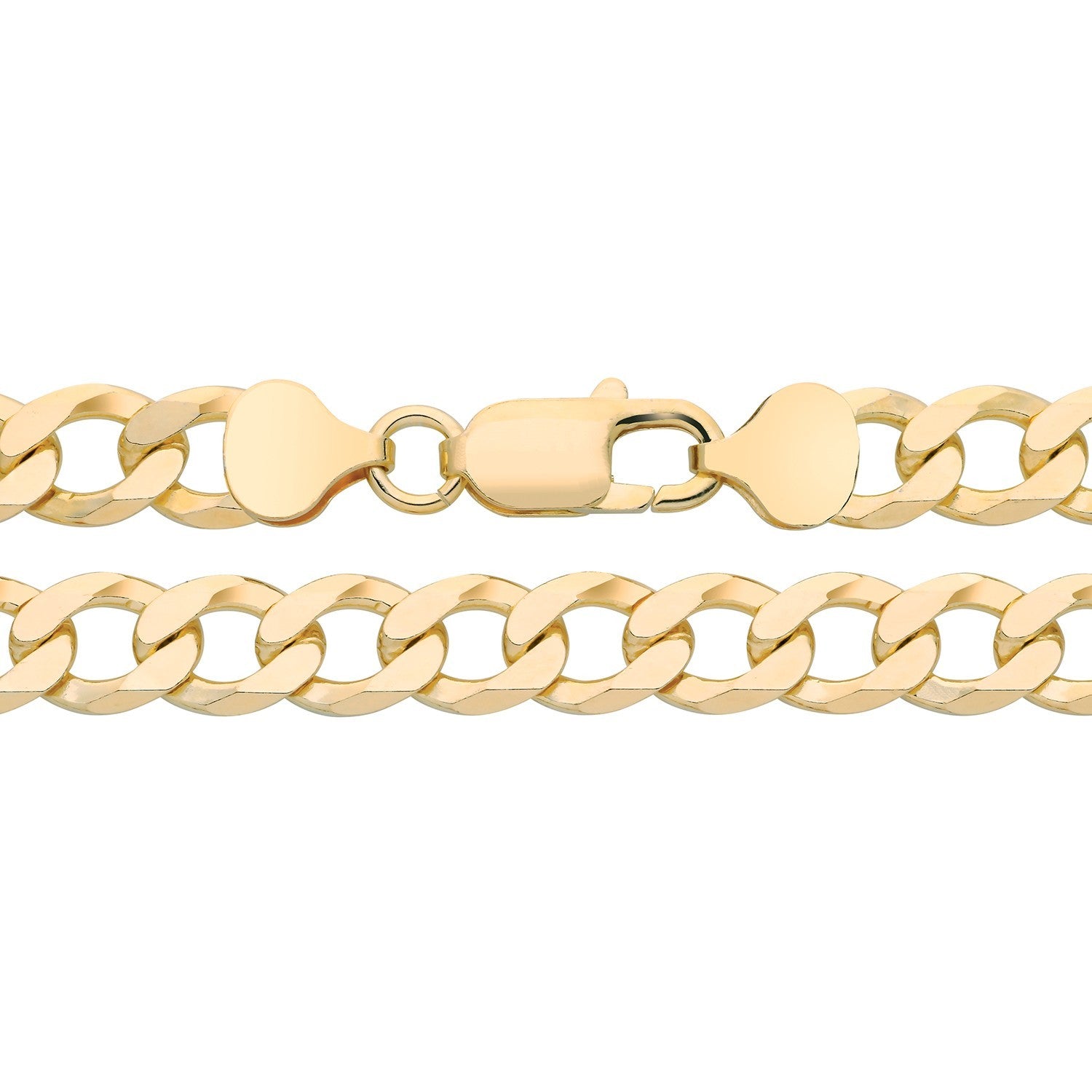 18ct Gold Flat Curb Chain on Solid Silver Full Hallmark 8mm wide 20" 32.5 grams