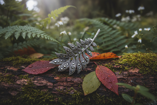 Vintage Style Leaf Leaves Brooch Set with Marcasite Solid 925 Sterling Silver