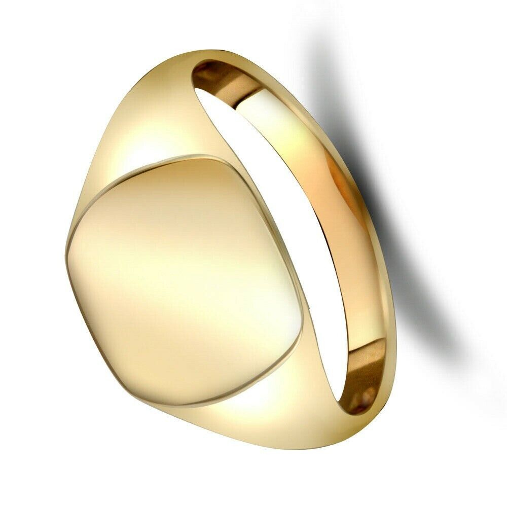 9ct Yellow Gold Gents Square Cushion Signet Ring Fully Hallmarked