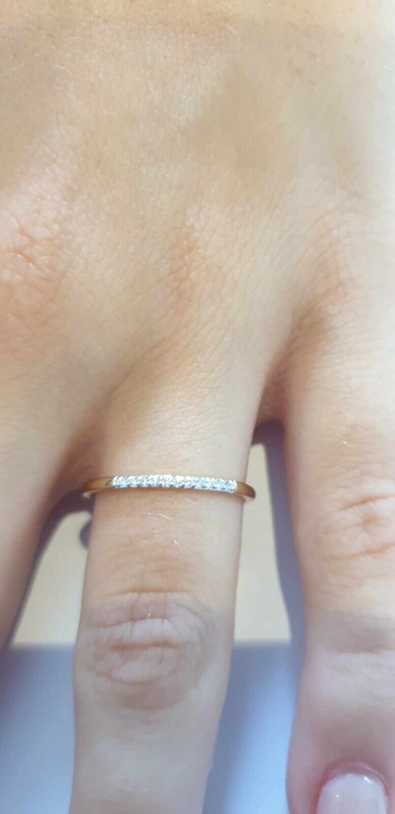 9ct Yellow Gold Diamond Eternity Ring Slim Band Hallmarked and Real Diamonds