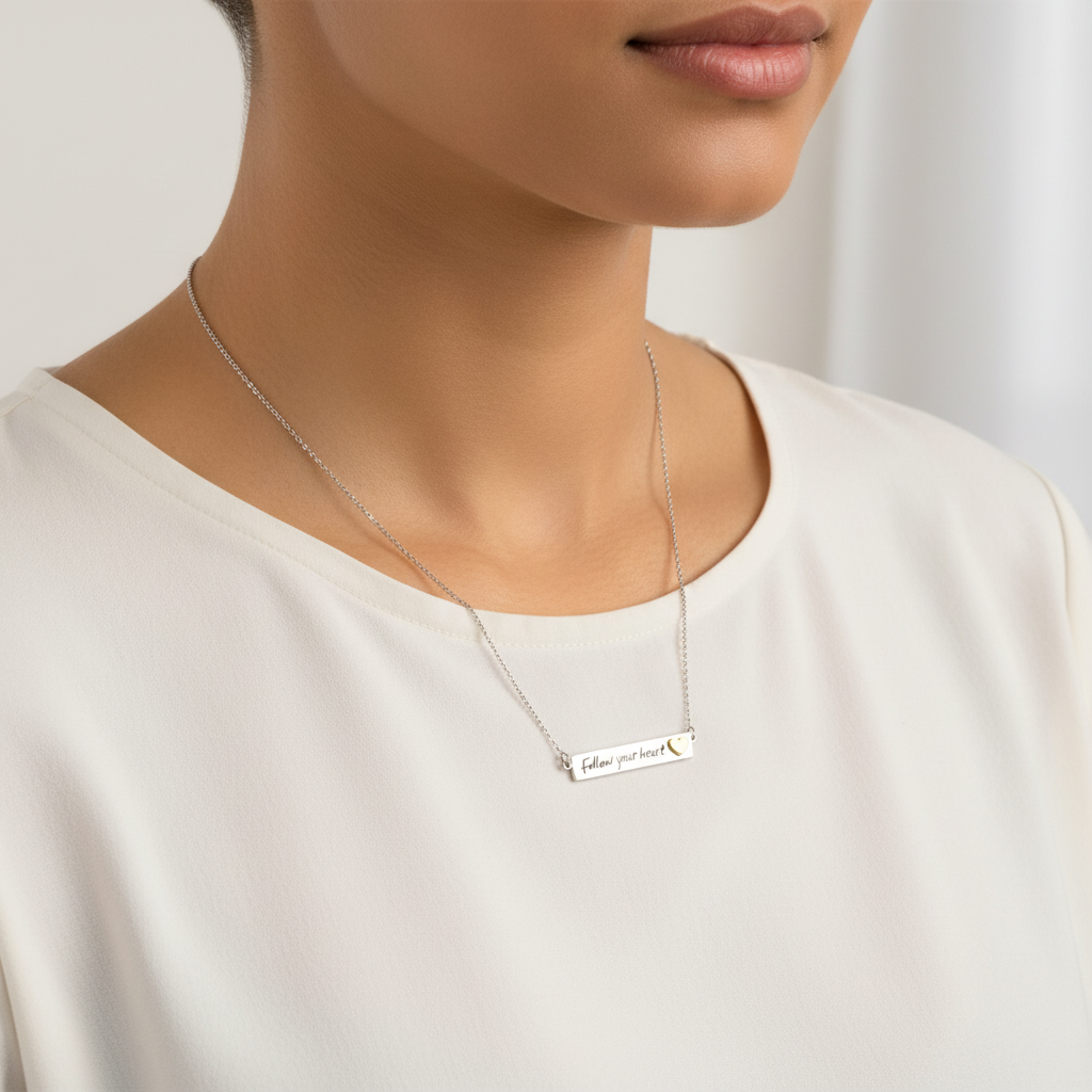 Follow Your Heart Necklace Rhodium Plated 18" Length 925 hallmark British Made