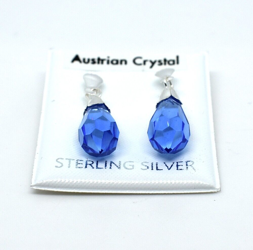 Tanzanite Crystal Drop Earrings Sterling Silver Drops