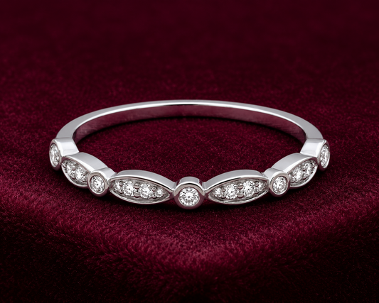 Sterling Silver Marquise Eternity Vintage Band Ring 925 Hallmark