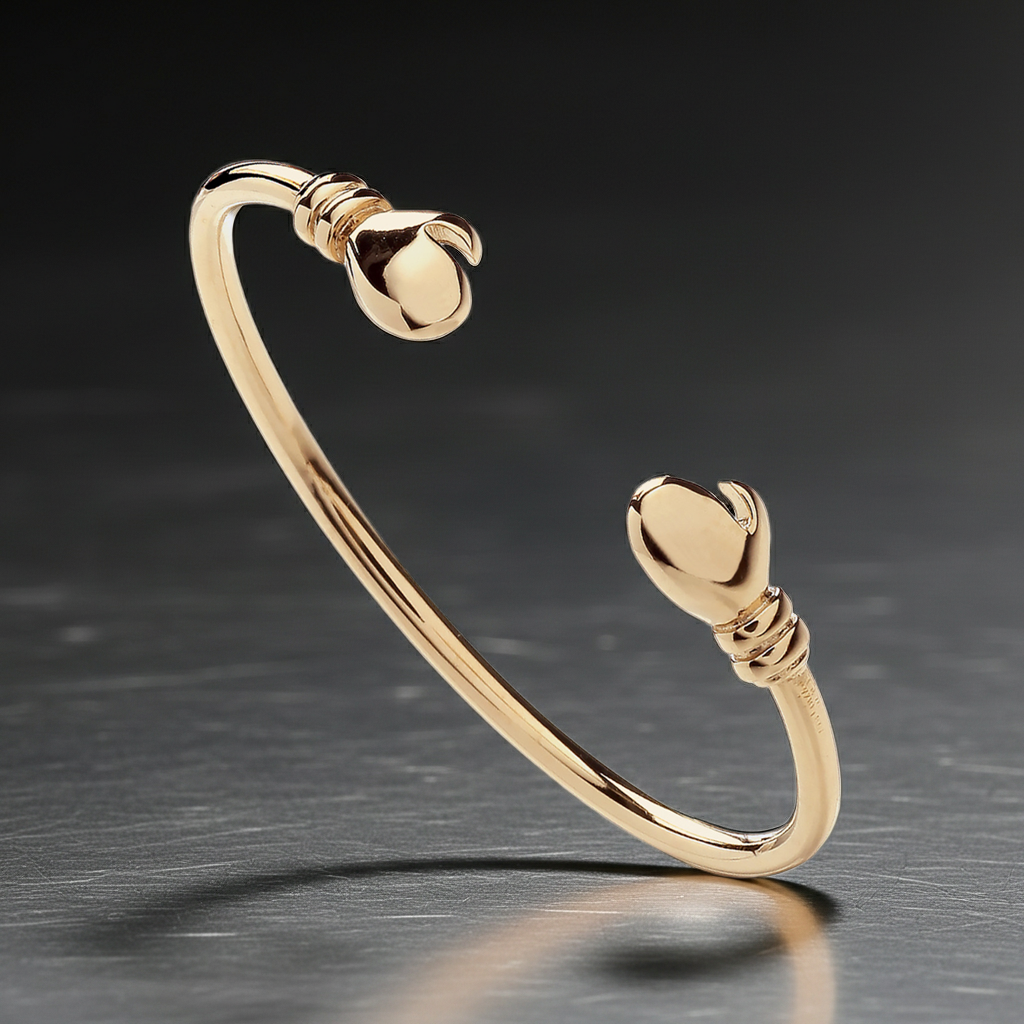 Baby Boxing Glove Torque Bangle 18ct Gold on Sterling Silver 925 Hallmark