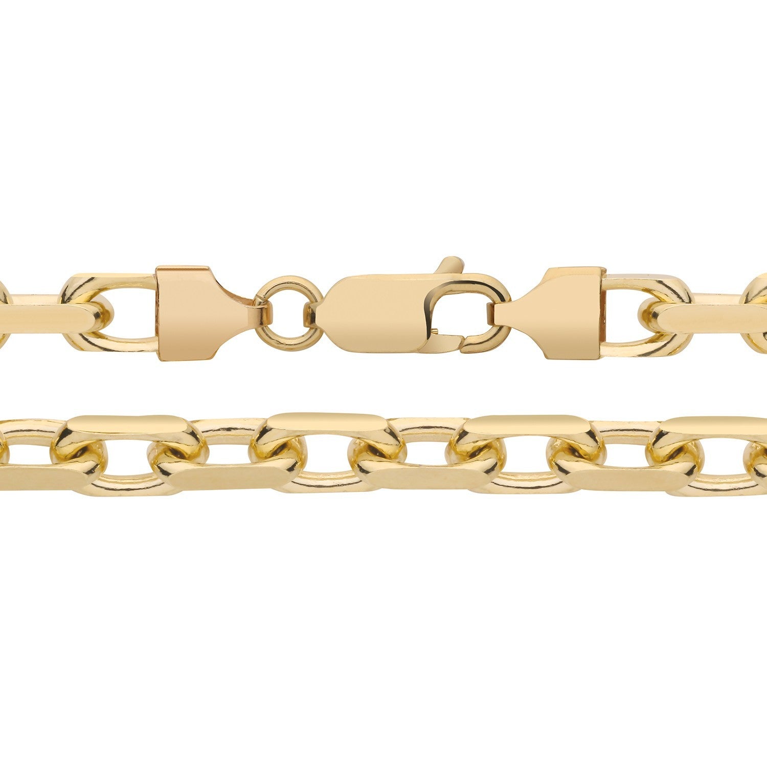 18ct Gold Men's Oval Belcher Chain Bracelet on Solid Silver Hallmarked 8" 20cm