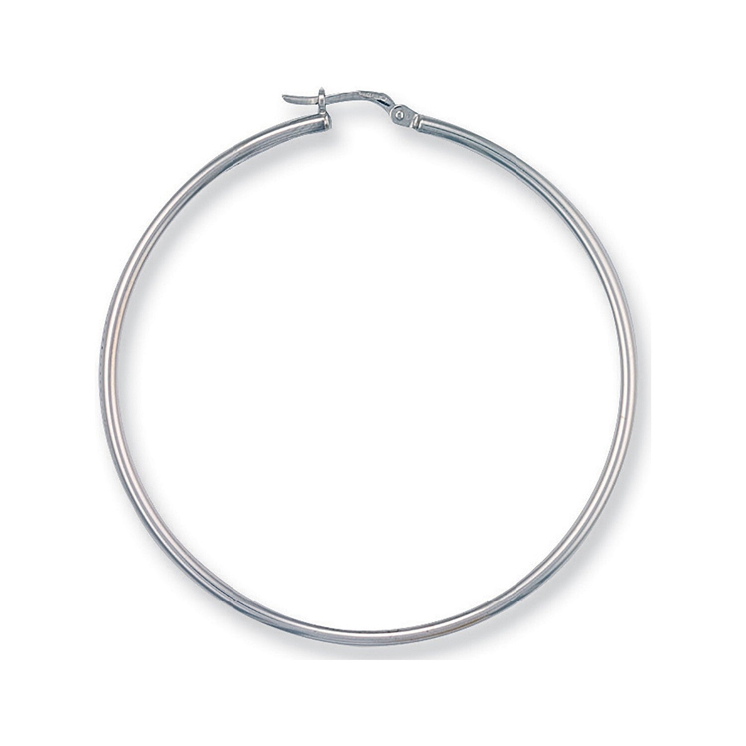 White Gold 50mm Hoop Earrings Round Large Hoops Hallmarked