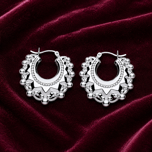 Sterling Silver Creole Hoop Earrings 37mm Diameter 925 Hallmark