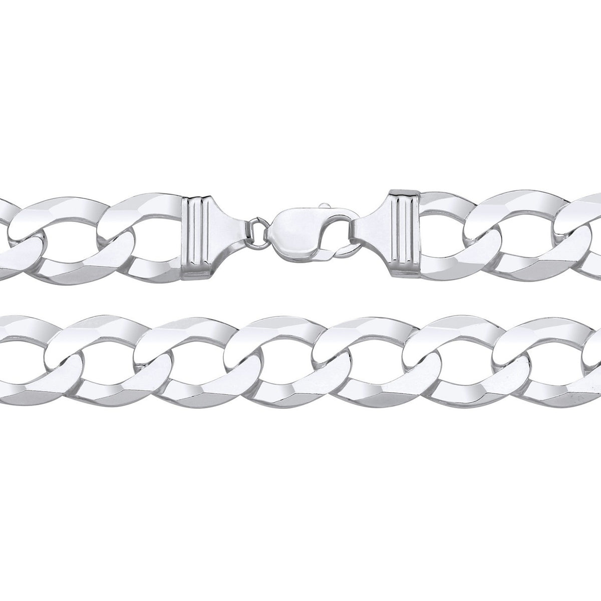 Men's Flat Curb Bracelet Sterling Silver 9" Hallmarked 16mm Wide
