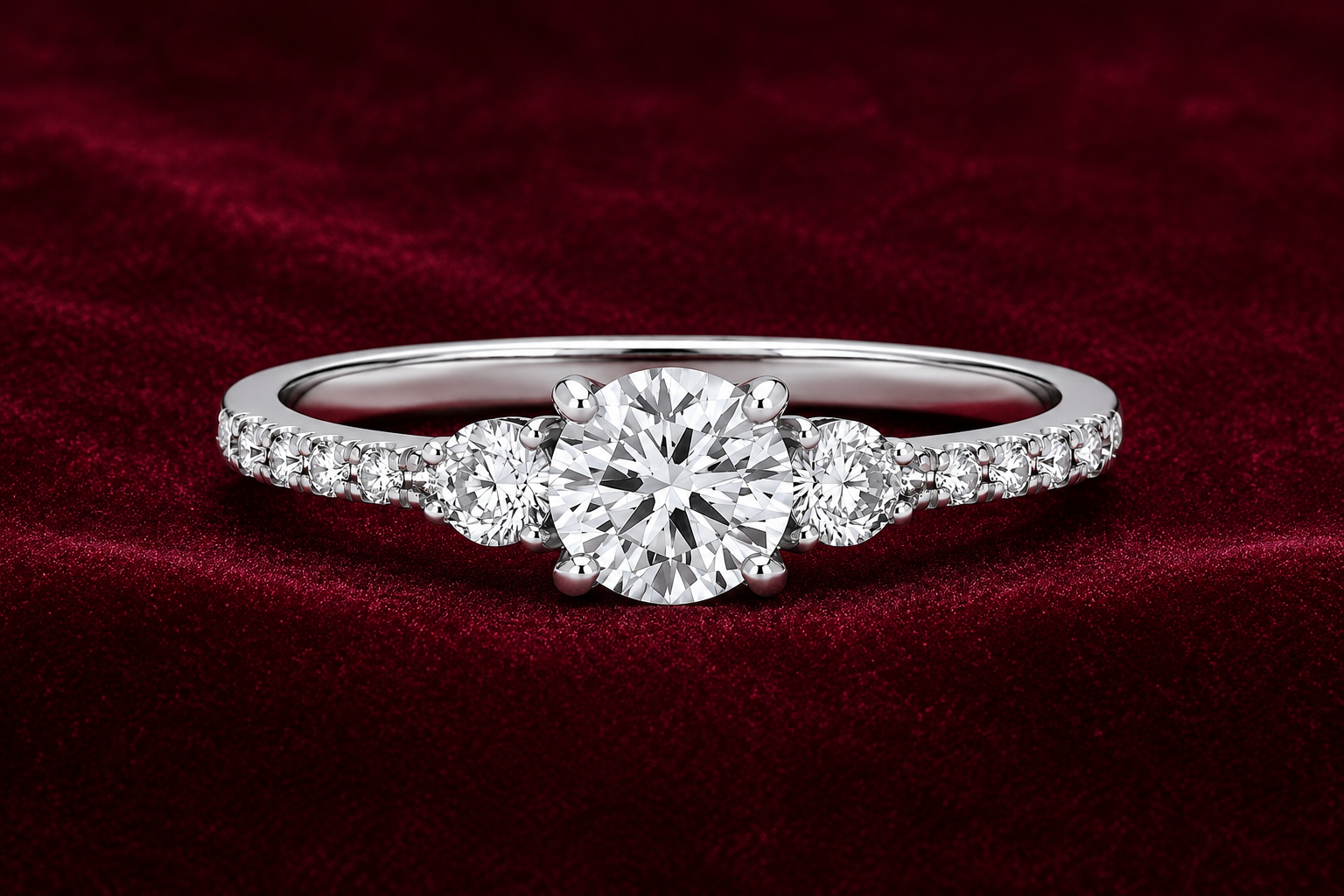 Three Stone Engagement Ring Solid Sterling Silver Trilogy 925 Hallmark Size J-V