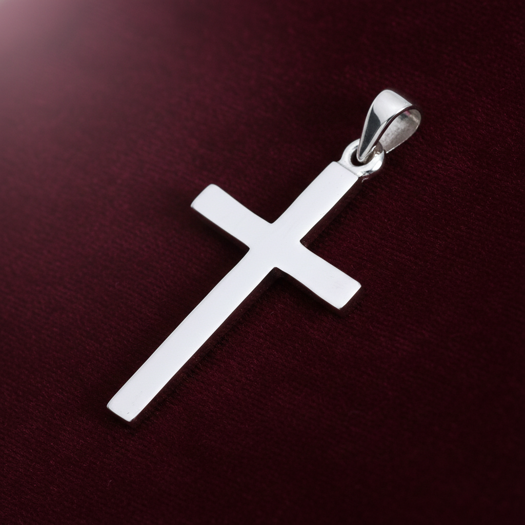 Large Heavy Plain Cross Pendant Solid Sterling Silver 925 Hallmark 50mm