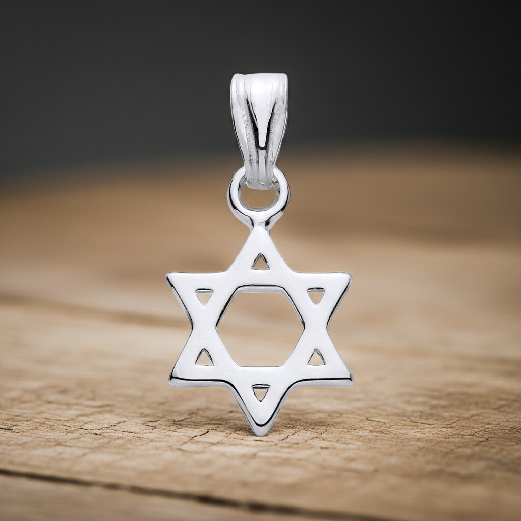 Star of David Pendant Solid Sterling Silver 925 Hallmark 9mm Diameter