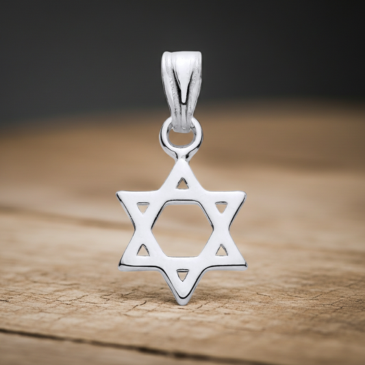 Star of David Pendant Solid Sterling Silver 925 Hallmark 9mm Diameter