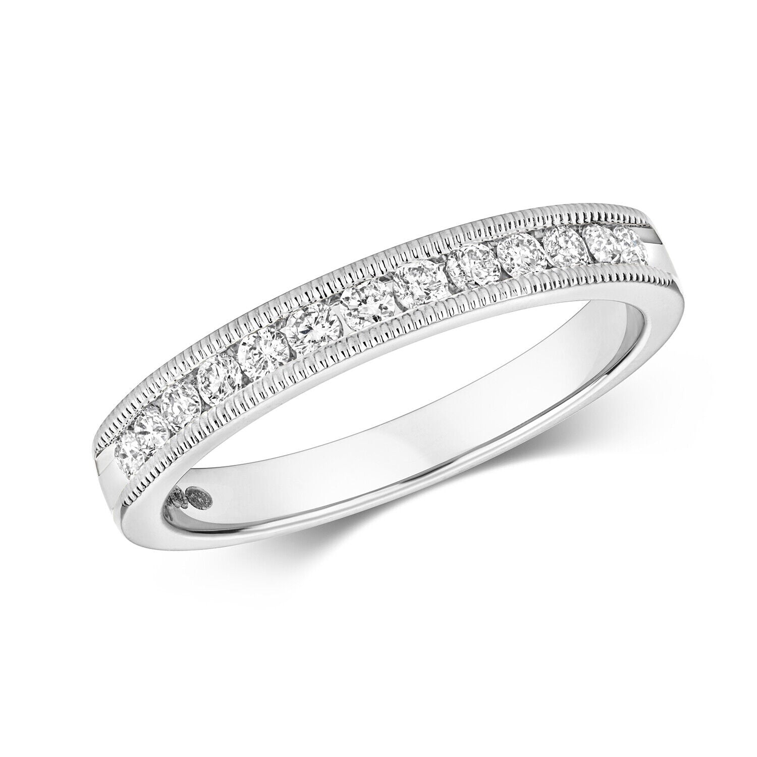 Real Diamond Millgrain Eternity Ring 9ct White Gold Anniversary Band Size J - Q