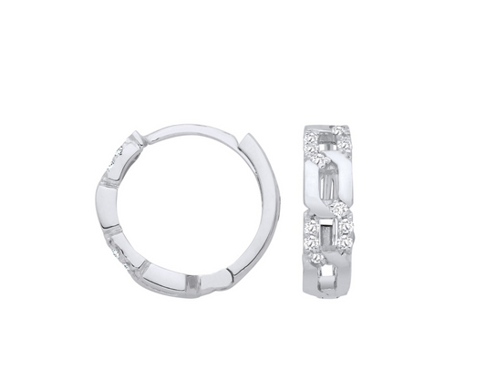 9ct White Gold 0.12ctw Diamond Huggie Earrings - 12mm