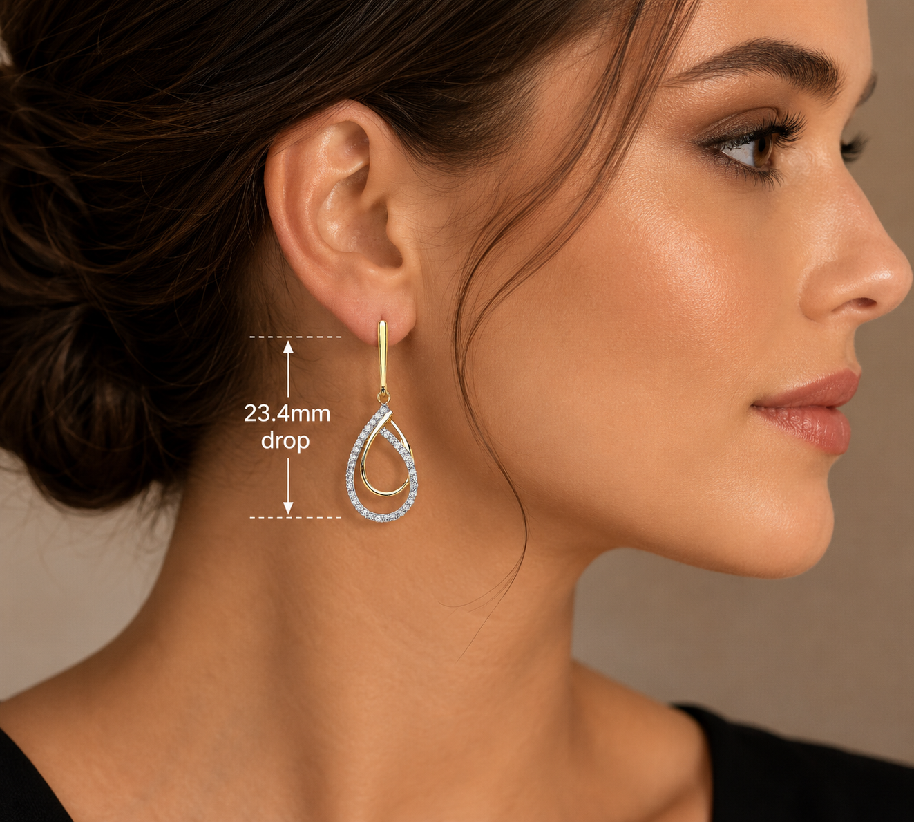 9ct Yellow Gold Diamond Teardrop Drop Earrings Hallmarked Elegant Ladies Gift