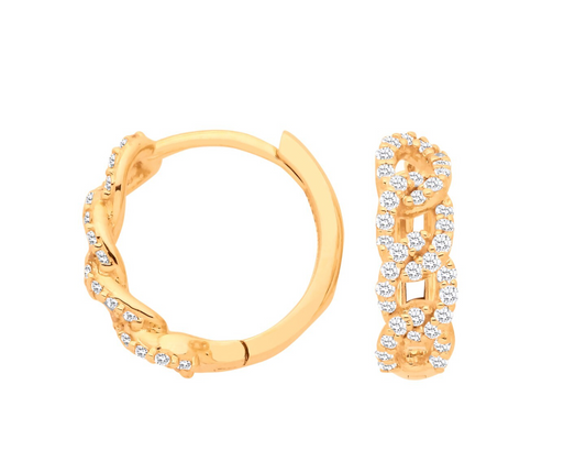 9ct Yellow Gold Diamond 0.28ctw Huggie Earrings - 13mm