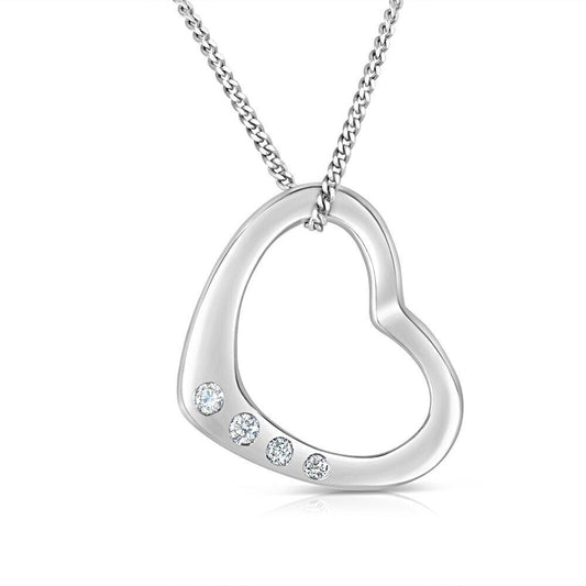 9ct White Gold 0.07ct Diamond Heart Pendant