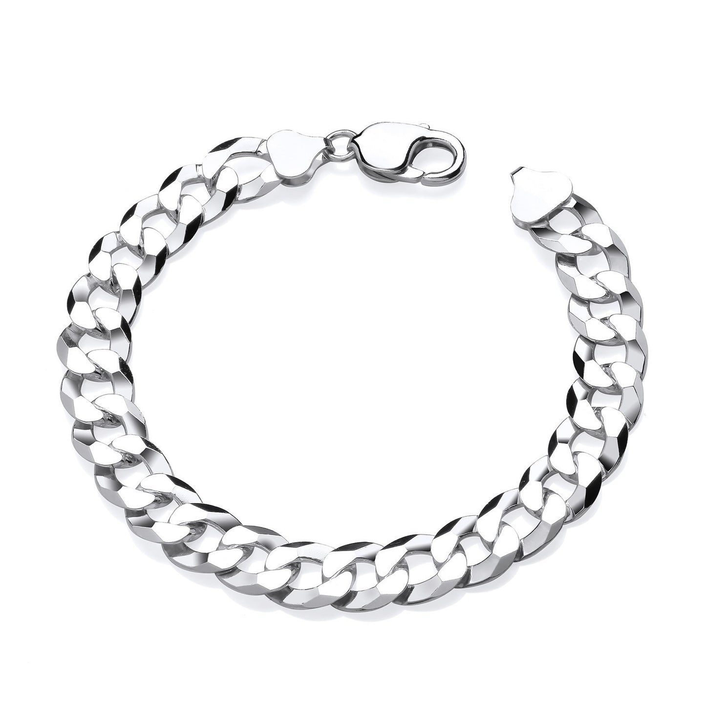 Gents Curb Bracelet Solid Silver 8.5" Length 11mm Wide British Made Hallmark