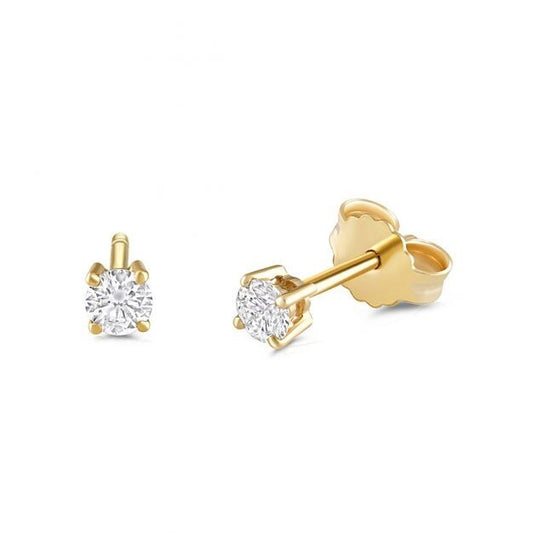 9ct Yellow Gold 0.25ct Claw Set Diamond Stud Earrings Made in London Hallmarked