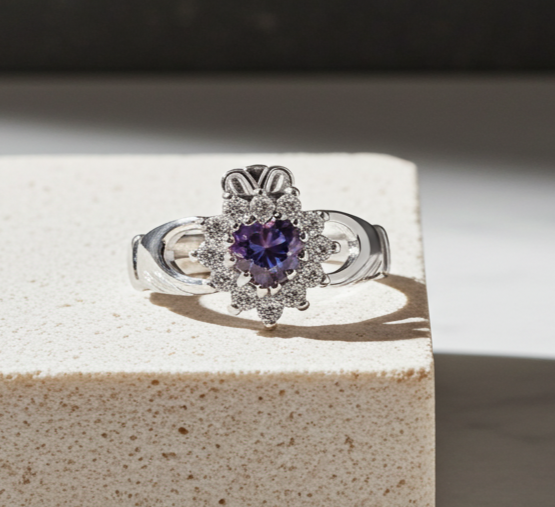 Tanzanite Claddagh Ring Solid Sterling Silver 925 Hallmark